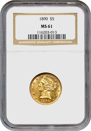 image for: 1890 $5 NGC MS61