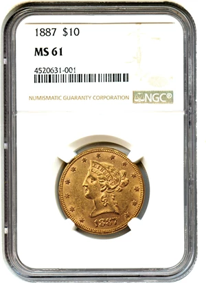 image for: 1887 $10 NGC MS61