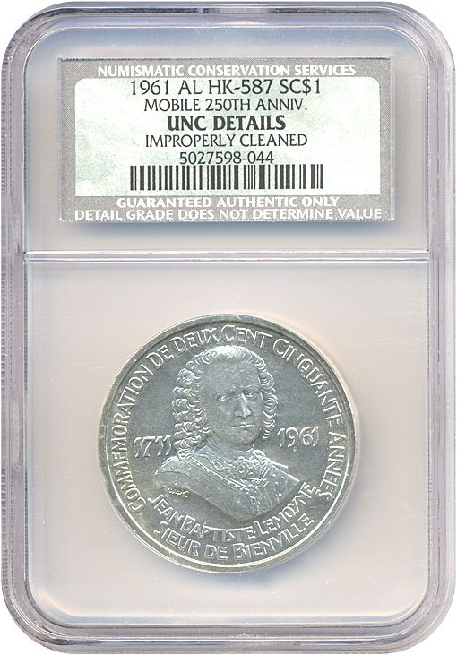 image for: 1961 SC$1 Mobile 250th Anniversary Medal NCS (UNC Details, Cleaned) (HK-587) 