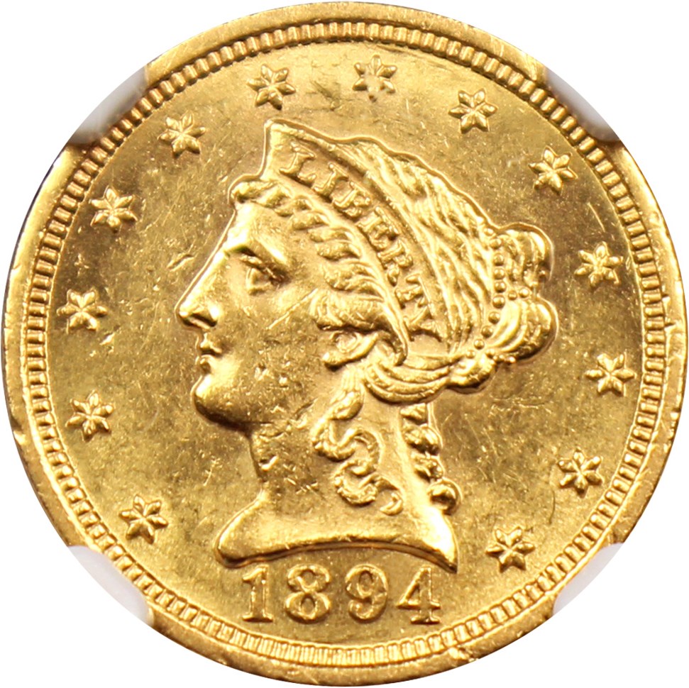 image for: 1894 $2 1/2 NGC MS62