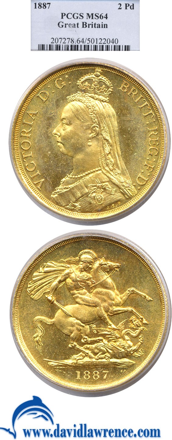 image for: Great Britain: 1887 2 Pounds PCGS MS64