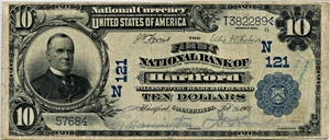 image for: FR. 624 1902 Third Charter Period 3rd Issue Plain Back $10 National Bank Note Hartford, CT PMG Very Fine 25