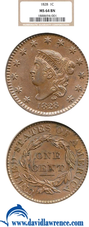 image for: 1828 1c NGC MS64 BN