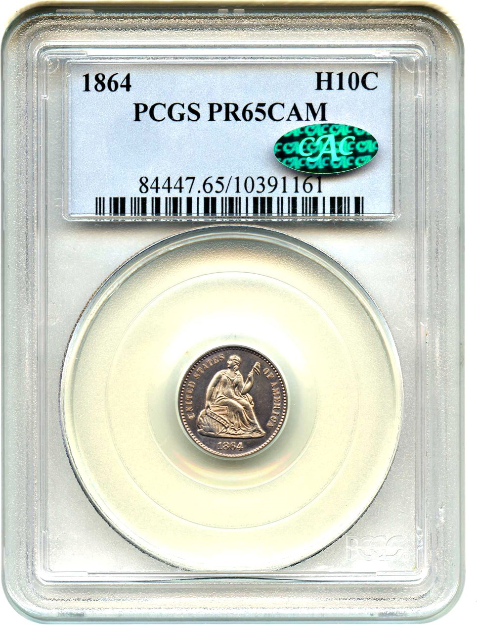 image for: 1864 H10C PCGS/CAC Proof 65 CAM
