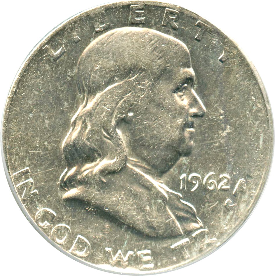 image for: Mint Error: 1962 50c PCGS AU50 (Stk on 140grs. Thin Plan)