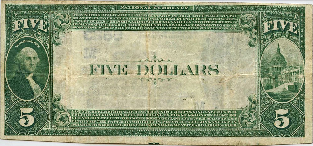 image for: FR. 574 1882 2nd Charter Period 3rd Issue Value Back $5 National Bank Note Celina, OH PMG Very Fine 25