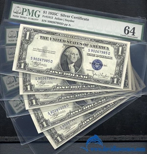 image for: Fr.1612 1935-C $ 1 PMG Choice CU 64 ** 5 Consecutive Notes **