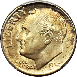 image for: 1950-D 10c PCGS MS65 FB