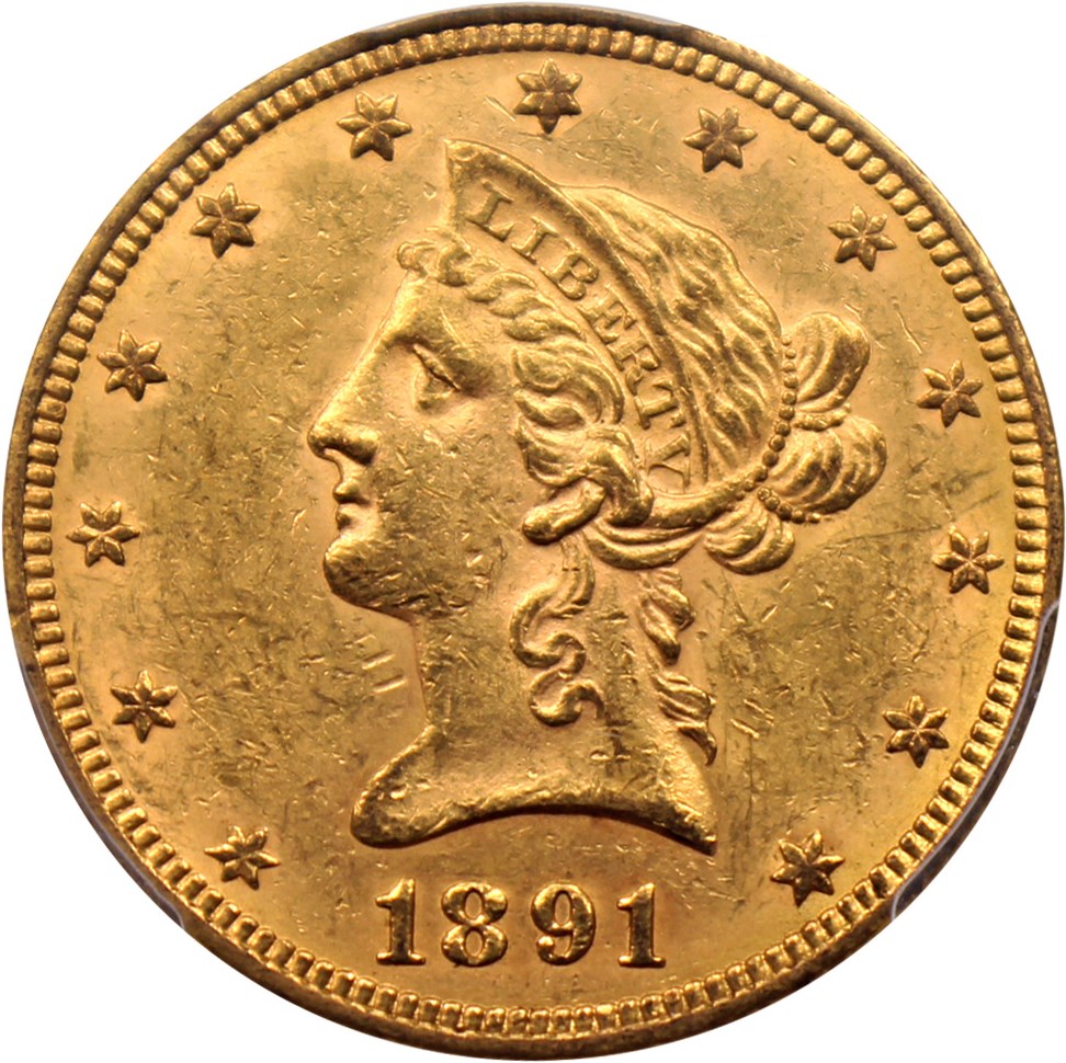 image for: 1891 $10 PCGS/CAC MS61