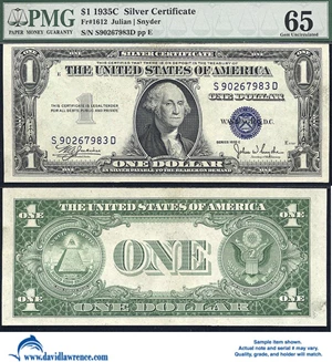 image for: Fr.1612 1935-C $ 1 PMG Choice CU 64