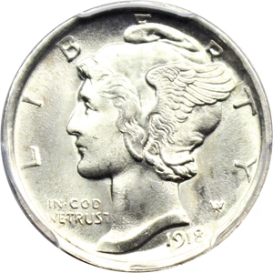 image for: 1918-D 10c PCGS/CAC MS66