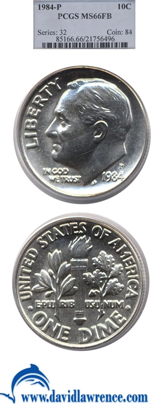 image for: 1984-P 10c PCGS MS66 FB