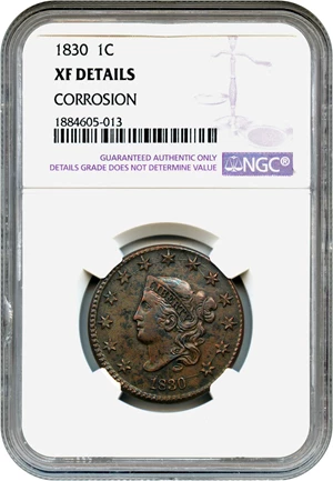 image for: 1830 1c NGC XF Details (Corrosion)