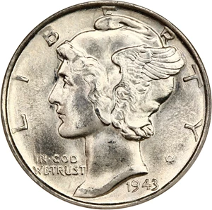 image for: 1943-S 10c NGC MS67