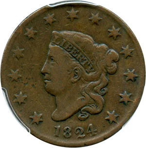 image for: 1824 1c PCGS F15