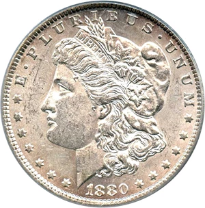 image for: Top 100 VAM: 1880-O $1 PCGS AU58 (VAM-48, Hangnail)