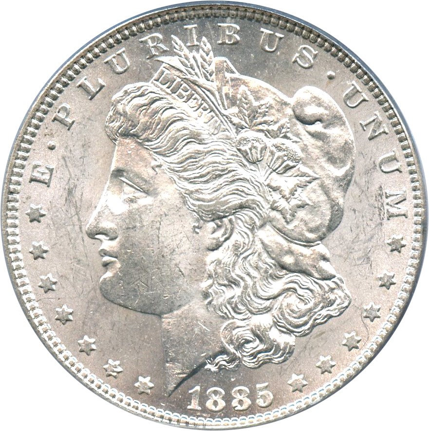 image for: Hot 50 VAM: 1885 $1 PCGS MS62 (VAM-1A, Pitted Reverse)