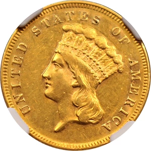 image for: 1868 $3 NGC AU55