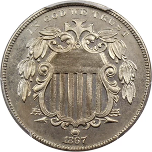 image for: 1867 5c PCGS Proof 64 (No Rays)