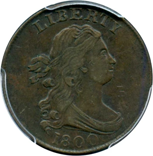 image for: 1800 1/2c PCGS AU50