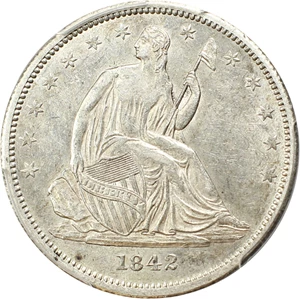 image for: 1842 50c PCGS AU58 (Small Date, Reverse of 1842)