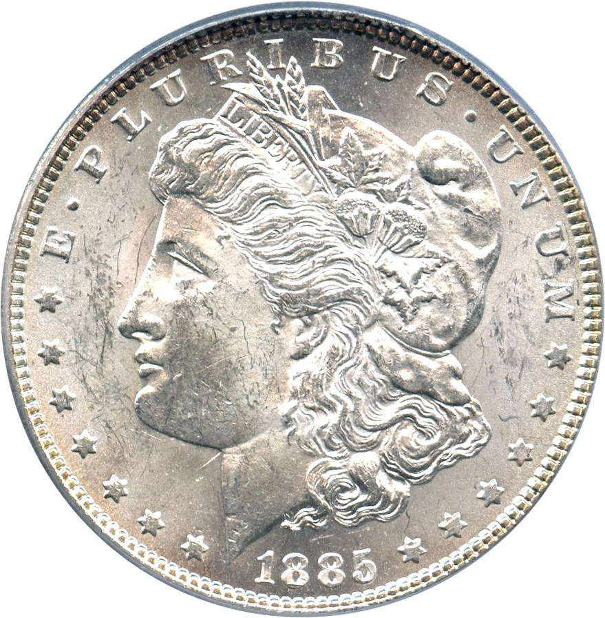 image for: Hot 50 VAM: 1885 $1 PCGS MS62 (VAM-1A, Pitted Reverse)