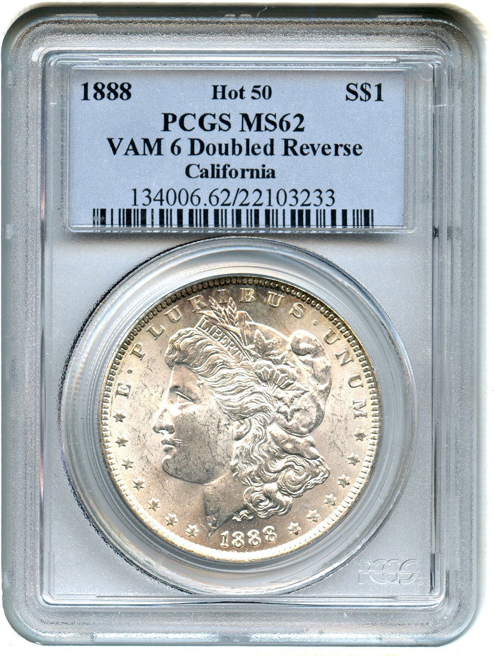 image for: Hot 50 VAM: 1888 $1 PCGS MS62 (VAM-6, Doubled Reverse)