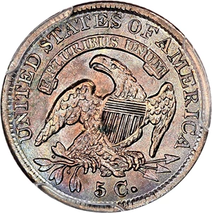 image for: 1835 H10c PCGS AU58 (Large Date, Small 5C)