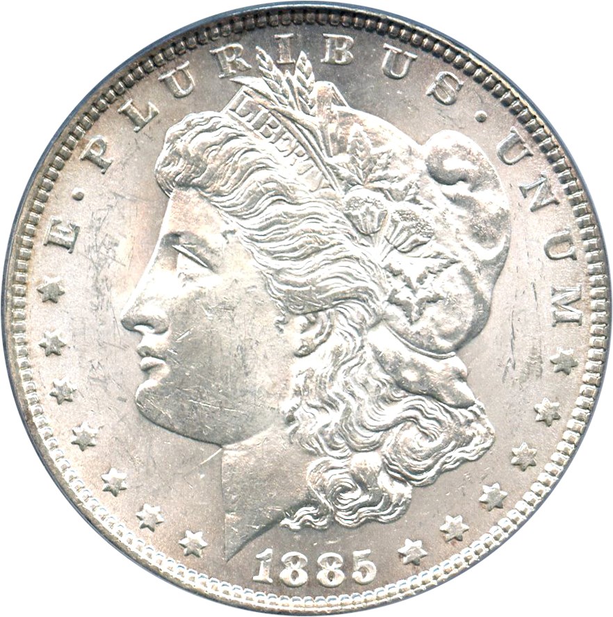 image for: Hot 50 VAM: 1885 $1 PCGS MS63 (VAM-1A, Pitted Reverse)