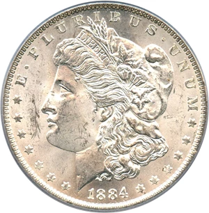 image for: Hot 50 VAM: 1884-O $1 PCGS MS63 (VAM-35, Doubled Eyelid)