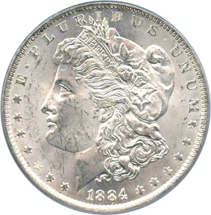 image for: Hot 50 VAM: 1884-O $1 PCGS MS62 (VAM-35, Doubled Eyelid)