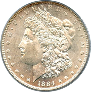 image for: Top 100 VAM: 1884 $1 PCGS MS63 (VAM-3, Large Dot)