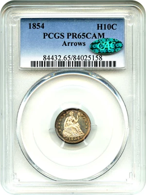 image for: 1854 H10C PCGS/CAC Proof 65 CAM (Arrows)