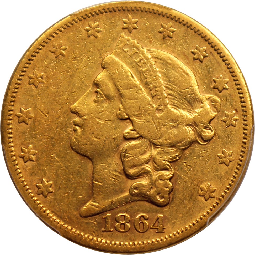 image for: 1864-S $20 PCGS XF40