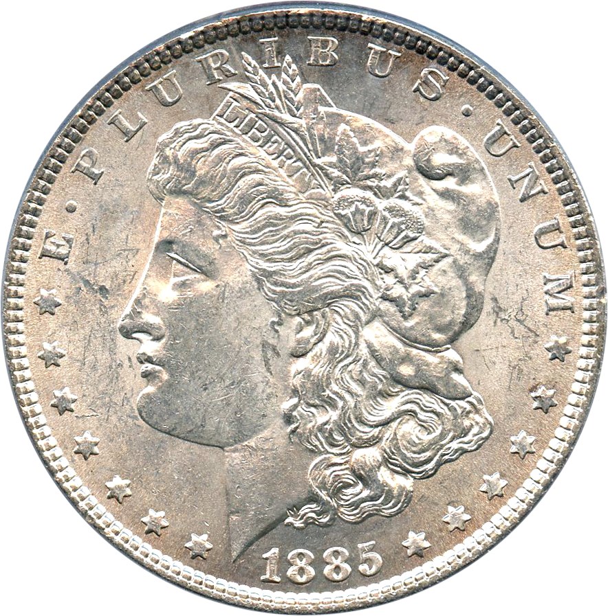 image for: Hot 50 VAM: 1885 $1 PCGS MS61 (VAM-1B, Pitted Reverse)