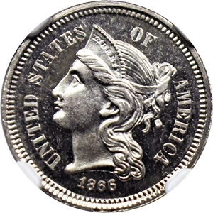image for: 1866 3cN NGC/CAC Proof 65 CAM