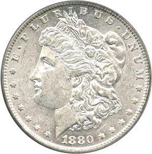 image for: Top 100 VAM: 1880-O $1 PCGS AU55 (VAM-48, Hangnail)
