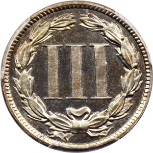 image for: 1887/6 3cN PCGS Proof 65 CAM (Strong Overdate)