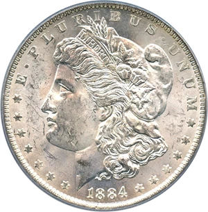 image for: Hot 50 VAM: 1884-O $1 PCGS MS62 (VAM-35, Doubled Eyelid)