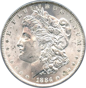 image for: Hot 50 VAM: 1884-O $1 PCGS MS63 (VAM-35, Doubled Eyelid)