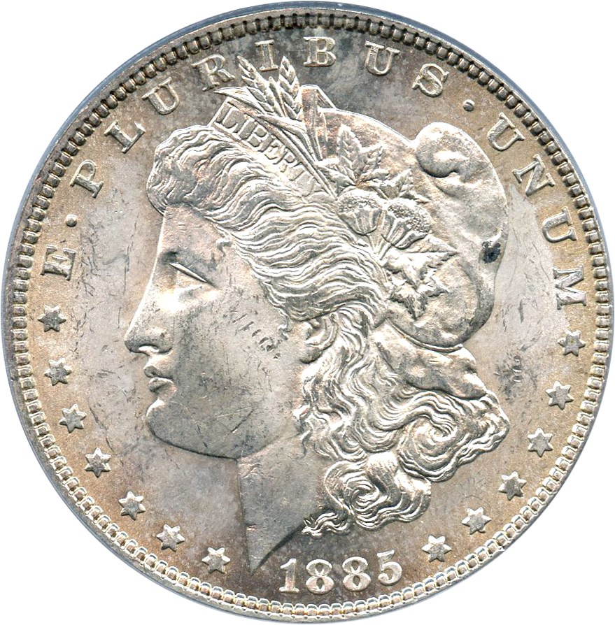 image for: Hot 50 VAM: 1885 $1 PCGS MS63 (VAM-1A, Pitted Reverse)