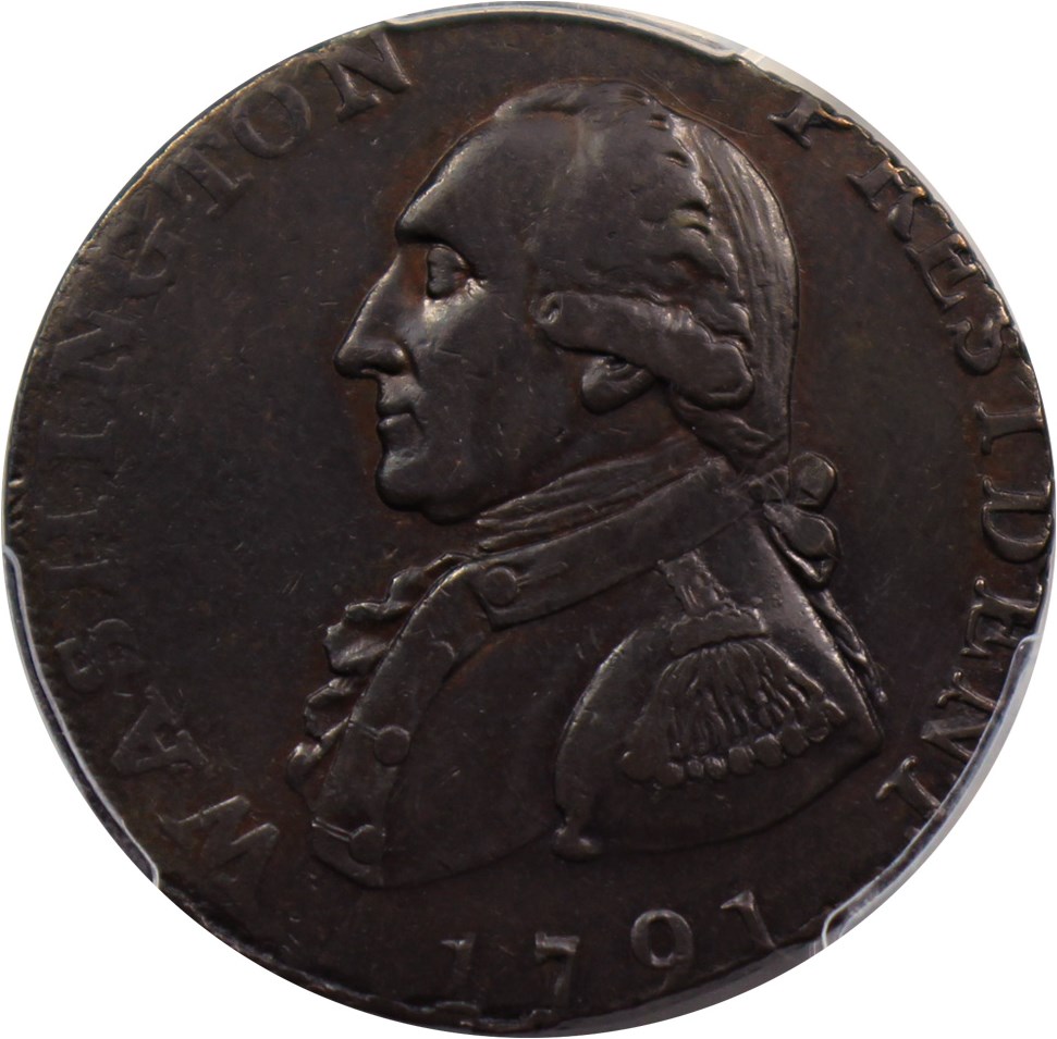 image for: 1791 Washington Liverpool Halfpenny PCGS AU55
