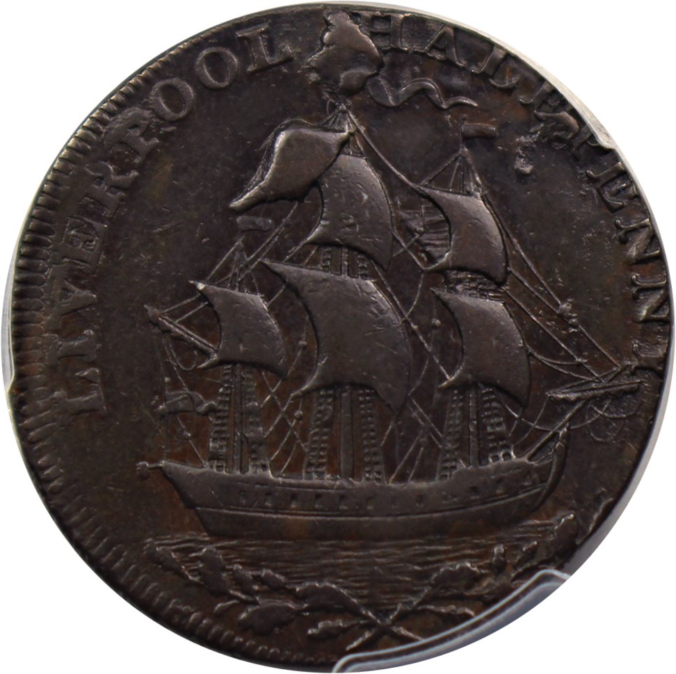 image for: 1791 Washington Liverpool Halfpenny PCGS AU55