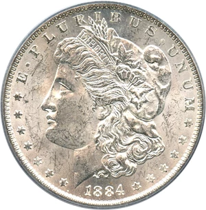 image for: Hot 50 VAM: 1884-O $1 PCGS MS62 (VAM-35, Doubled Eyelid)