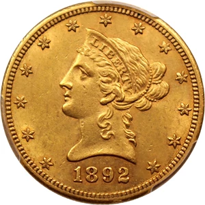 image for: 1892-CC $10 PCGS AU55