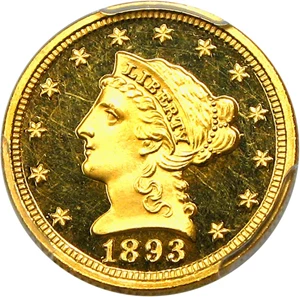 image for: 1893 $2 1/2 PCGS Proof 65 DCAM