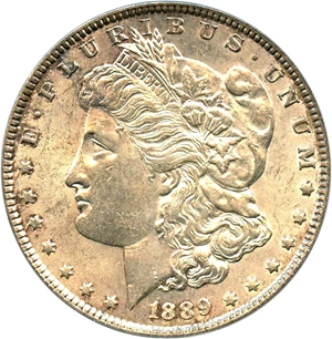 image for: Hot 50 VAM: 1889 $1 PCGS AU58 (VAM-18, Doubled Ear)