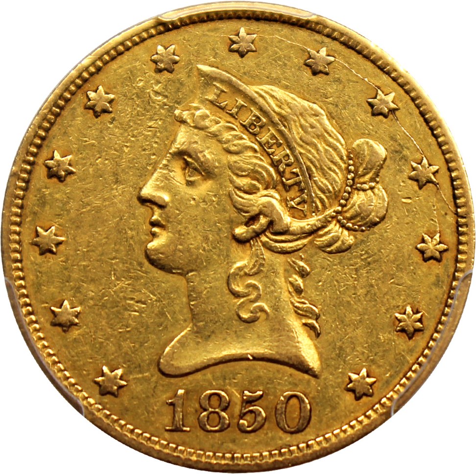 image for: 1850 $10 PCGS XF45 (Small Date)