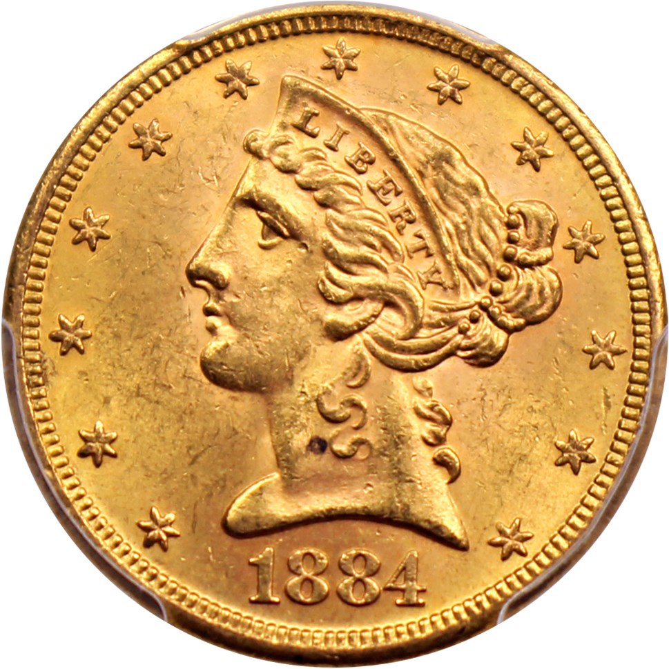 image for: 1884-S $5 PCGS MS63+