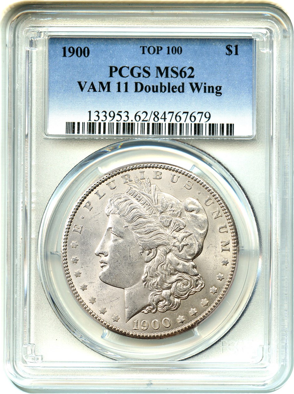 image for: Top 100 VAM: 1900 $1 PCGS MS62 (VAM-11, Doubled Wing)